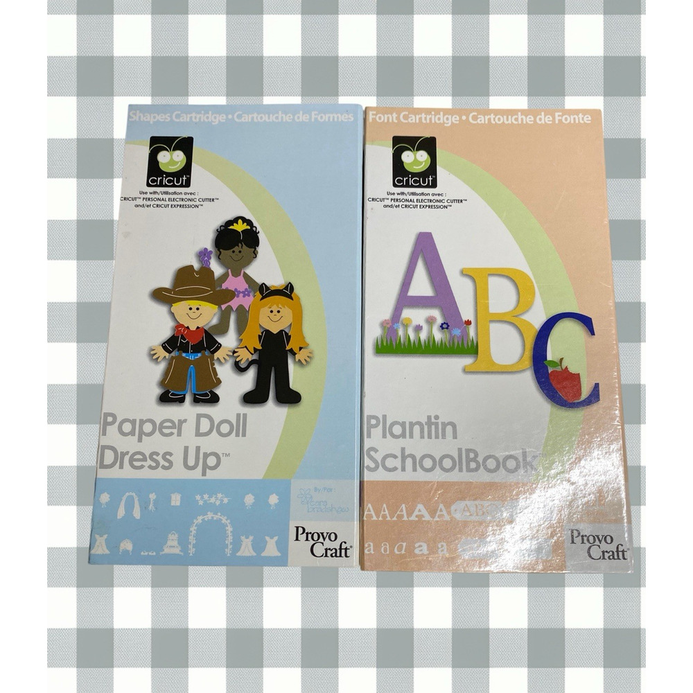 Cricut Cartridges Lot of 2 — Plantin SchoolBook & Paper Doll Dress Up (Complete)